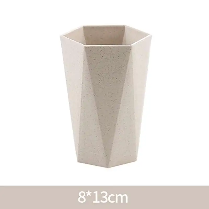 Plain Color Wheat Straw Couple Lover Mouthwash Cup Rinsing Couple Rinse Cup Creative Thick Round Water Cups