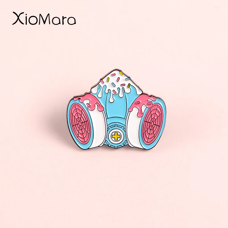 

Creative Melty Gas mask Enamel Pin Meme ACG Anime Cosplay Ice Cream Yummy Mask Cake Sweet Tooth Jewelry Badge Brooches Lapel Pin