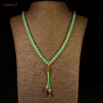 

CYNSFJA New Real Rare Certified Natural Hetian Jasper Jade Nephrite 108 Beads 6mm Jade Necklace Green High Quality Best Gifts