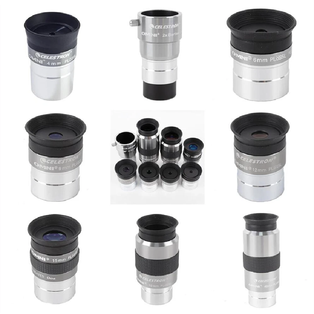 Plossl Teleskop Okular Set 1,25 Zoll - 4mm, 10mm, 25mm Mit Barlow Linse