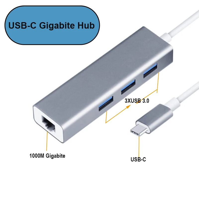 Адаптер USB Type C для ethernet Gigabite внешний адаптер 3 0 hubX3 (USB C)|Сетевые карты| |