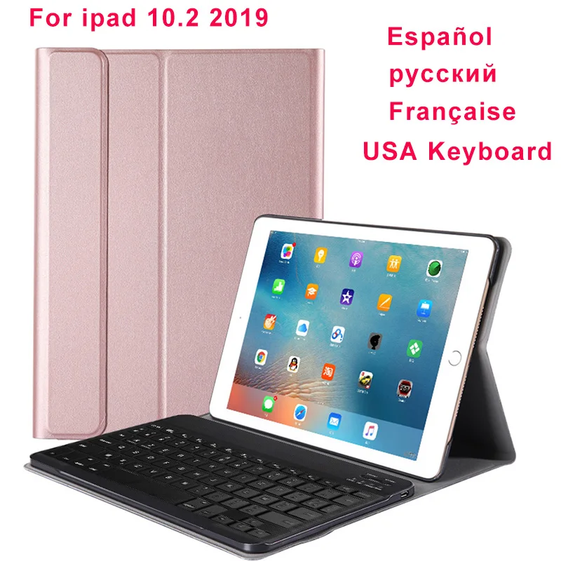 Беспроводная испанская клавиатура для ipad 10 2 2019 чехол пластик Bluetooth