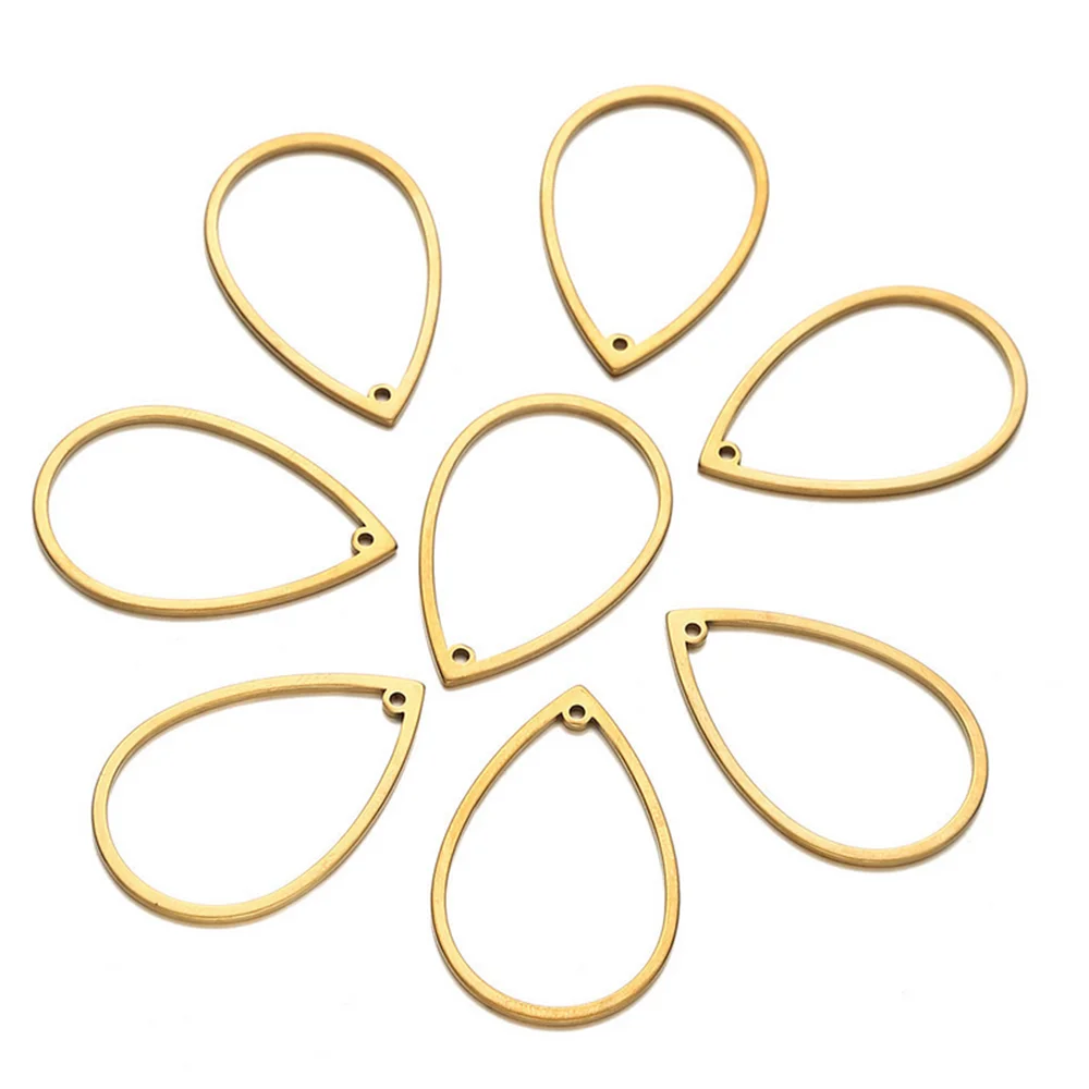10 Stück Edelstahl-Tropfenohrring-Verbinder in Goldfarbe, Anhänger für DIY-Zubehör