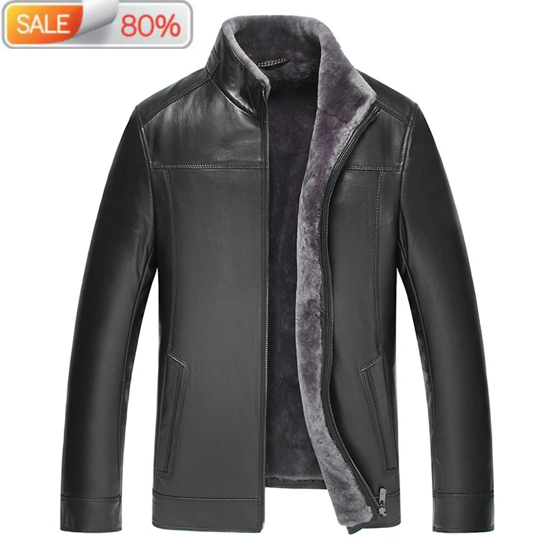 

Sheepskin Coat Winter Genuine Leather Jacket Men Real Wool Liner Warm Jackets Chaqueta Cuero Hombre T-A9-1966 B21379