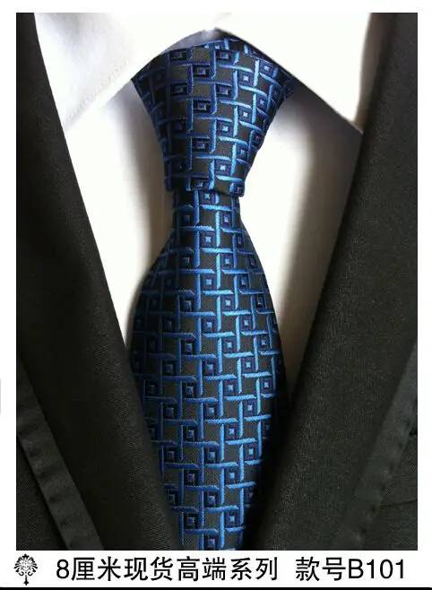 YISHLNE хит Шелковый клетчатый галстук подарки для мужчин рубашка Свадебный галстук pour homme жаккардовый тканый галстук вечерние галстуки gravata бизнес - Цвет: 101