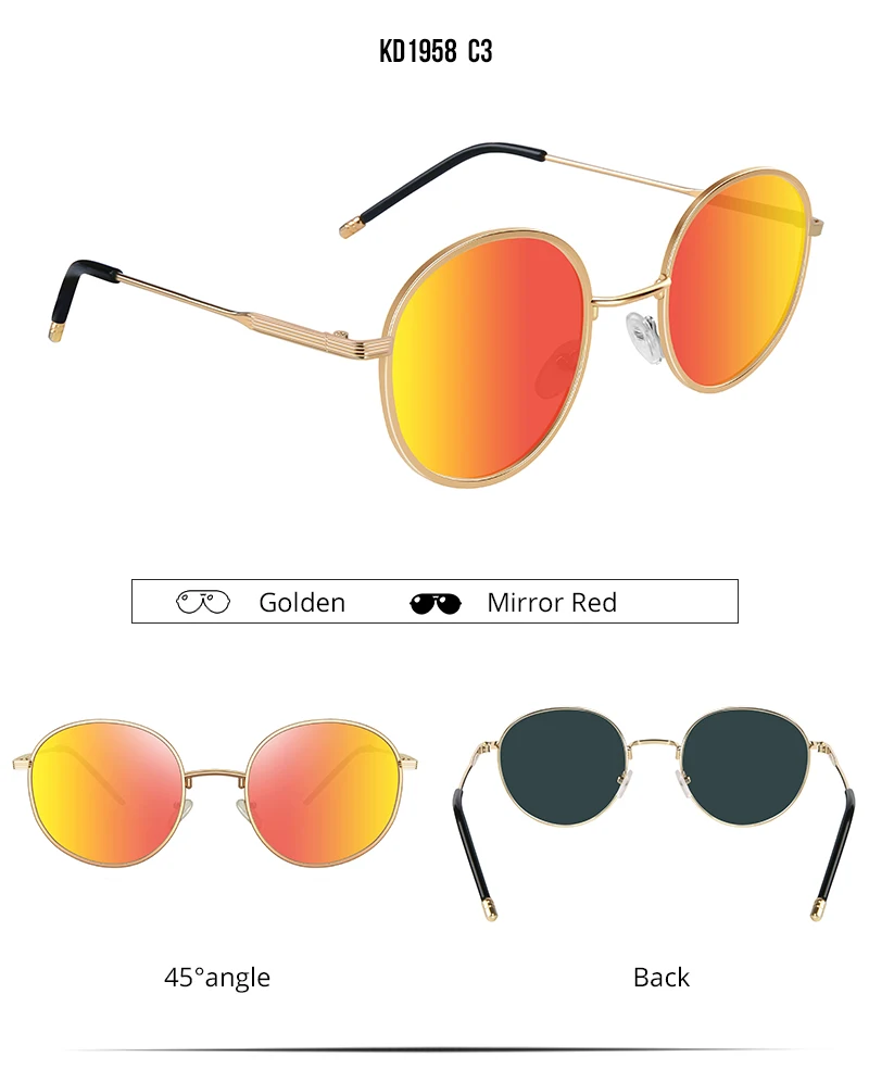 KDEAM винтажные дизайнерские Круглые Солнцезащитные очки поляризованные UV400 Защитные Оттенки для мужчин и женщин Круглые ретро солнцезащитные очки