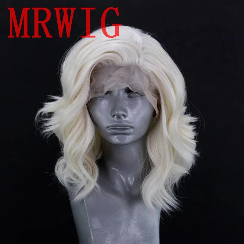 MRWIG Short Curly Synthetic Glueless Front Lace Wig Blonde/Brown/Red/Black Free Oart Ombre Hair Color