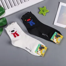 Женские носки с рисунками из мультфильмов; теплые милые носки Kawaii; забавная уличная одежда из хлопка; Модные Повседневные Дышащие носки в Корейском стиле; Calcetines Happy
