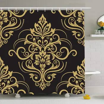 

Shower Curtain Set with Hooks 72x72 Paper Damask Seamless for Pattern Design Floral Template Textile Flower Lace Victorian