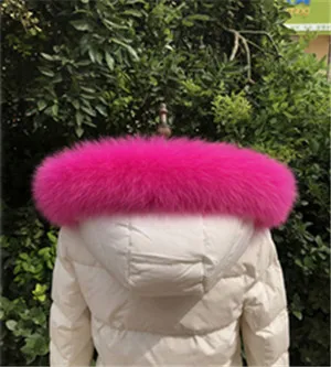 Genuine Fox Fur Scarves Collar Winter Natural Real Fox Fur Collar Scarf for Women coat Warm Hood Fur Scarf shawl Female - Цвет: 18