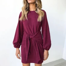 Модное женское осеннее и зимнее новое платье с воротником и галстуком-бабочкой с длинным рукавом, однотонное элегантное платье для зрелых женщин, юбка для девушек