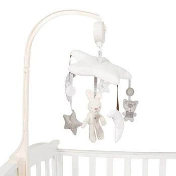 

baby rattles crib mobiles toy soft Rabbit Musical Box with Holder Arm sensory toys Newborn Rotating Bed Bell Plush Toy