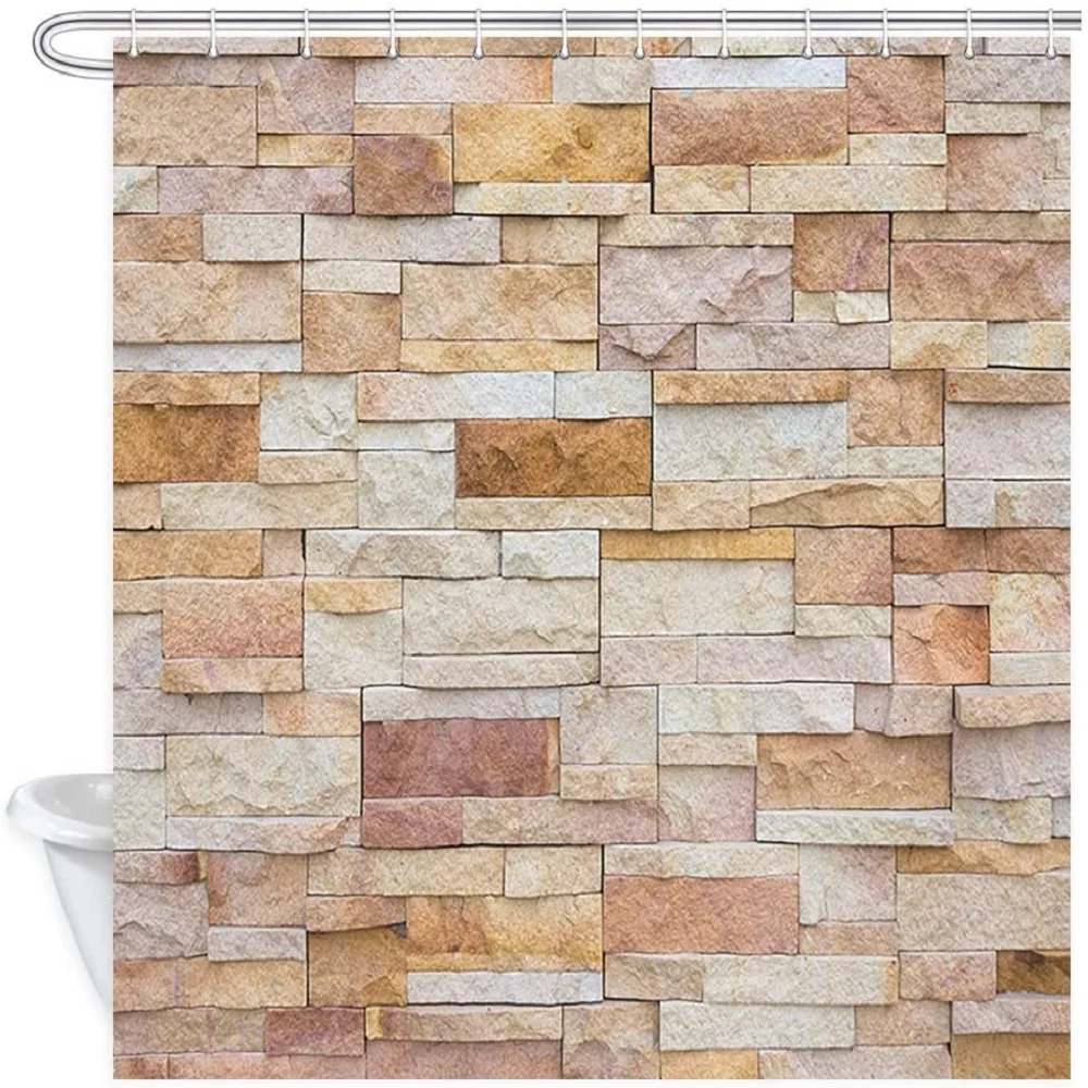 

Высококачественная мраморная занавеска для душа, скалы с изображением фасада, архитектуры, городской ткани, водонепроницаемый декор для ва...