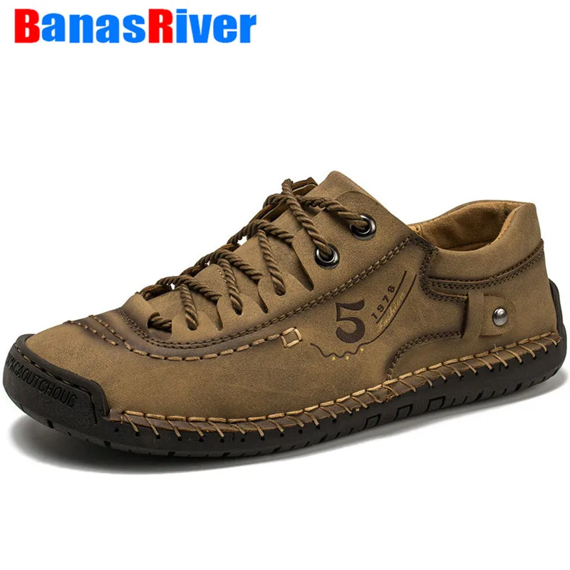 

2020 Men's Casual Shoes Leather Loafers Flats Handmade Breathable Moccasins Designer Style Walking Comfortable Sneakers Footwear