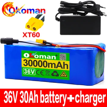 

36V 10S4P 30Ah 500W high capacity 42V 18650 lithium battery pack 30000mAh electric bicycle scooter with BMS XT60 Plug +charger