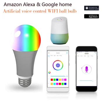 

Wifi smart lamp bulb voice control e27 music rhythm color lamp compatible alexa goole home WIFI smart bulb led Wake-Up lights