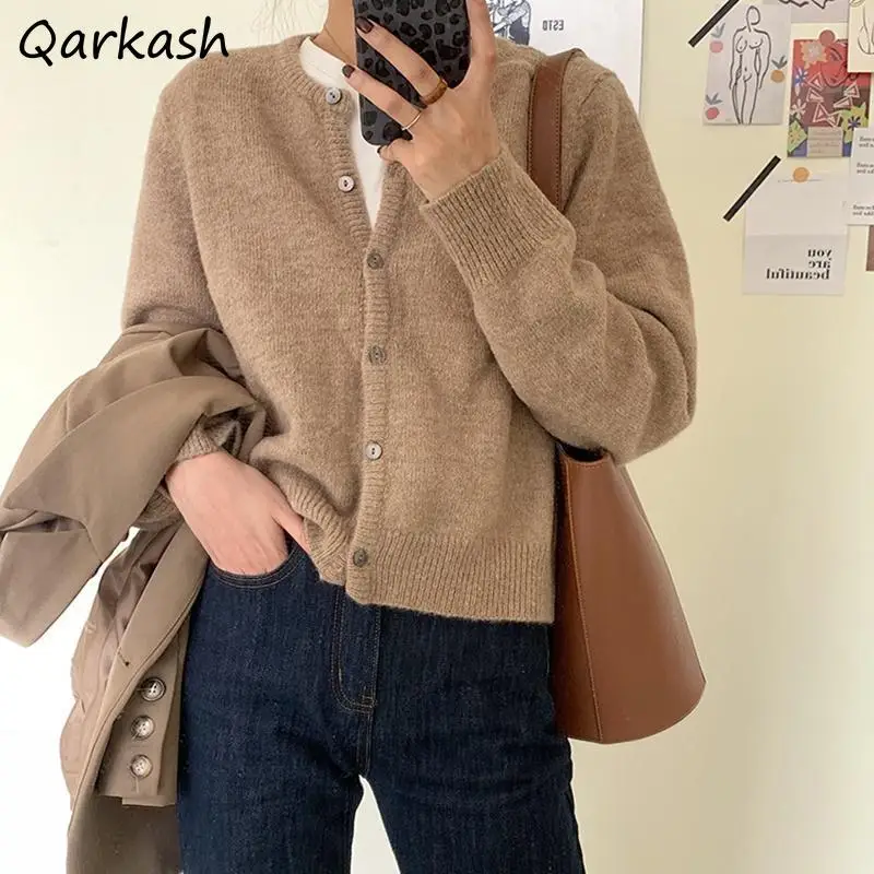 

Cardigan Women Casual Solid Feminino Korean Version Retro Soft Knitwear Crops Street Student Long Sleeve Autumn Sweater Hipster
