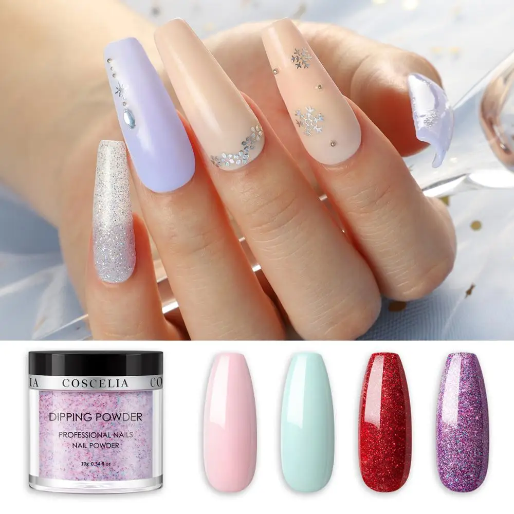 Coscelia Nail Dip Powder Kit With 2/4 Glitter Colors Dipping Powder Kit