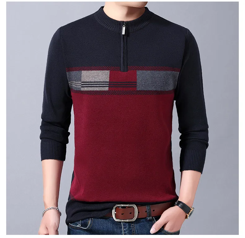casual thick warm winter zipper knitted pull sweater men wear jersey dress pullover knit mens sweaters male fashions 02143
