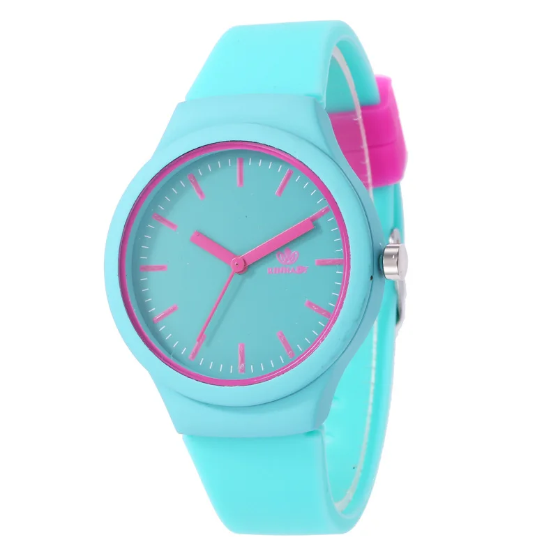 

Cross Border Hot Selling Korean-style Casual Fashion Candy Color Women's Silicone Watch Simple Measuring Students Quartz Watch W