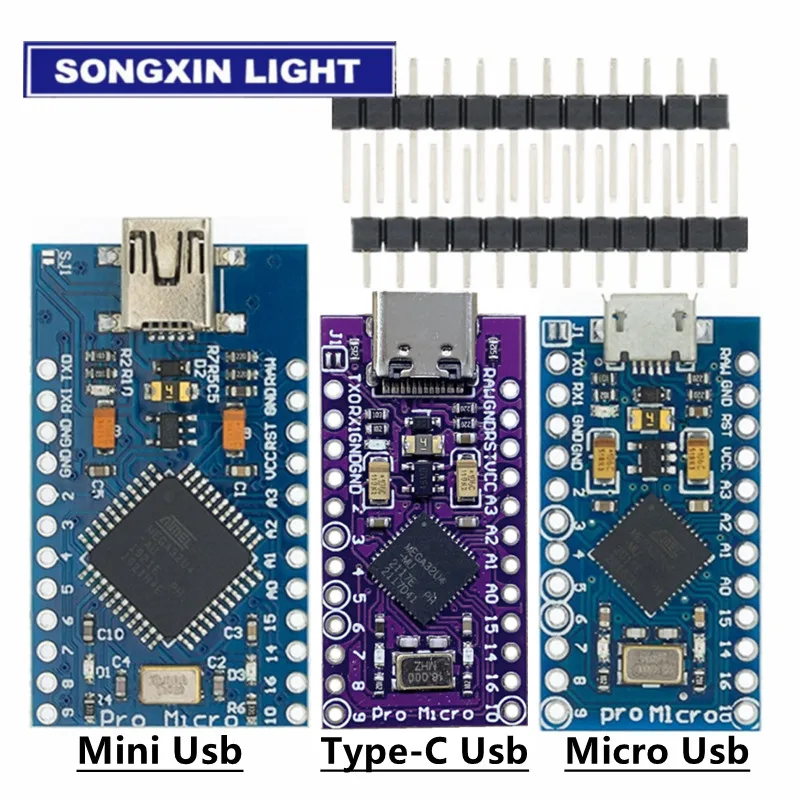 10 шт. MICRO/MINI/TYPE-C USB ATMEGA32U4 модуль 5 в 16 МГц плата для Arduino ATMEGA32U4-AU/MU контроллер Pro-Micro
