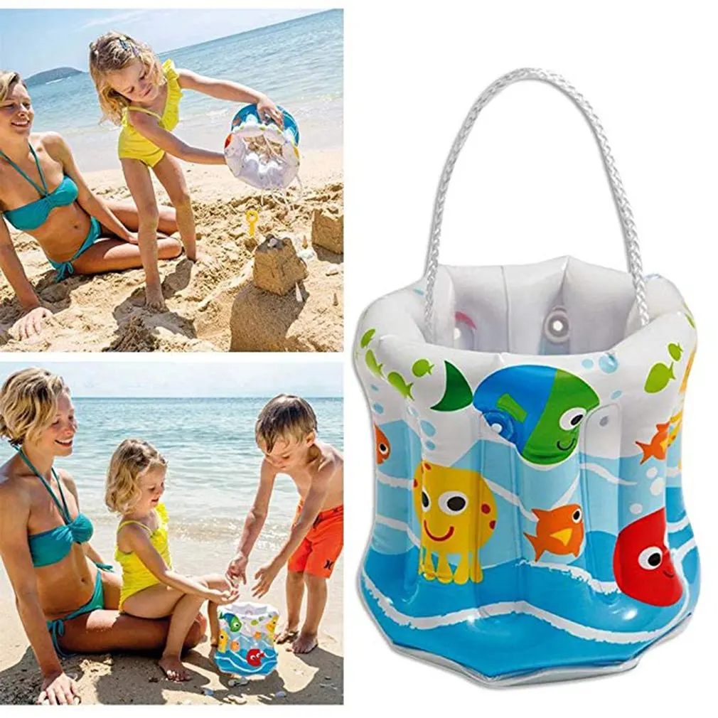 Inflatable Small Bucket Children'S Inflatable Small Ice Bucket Folding Portable Transparent Hard Bottom Portable Bucket