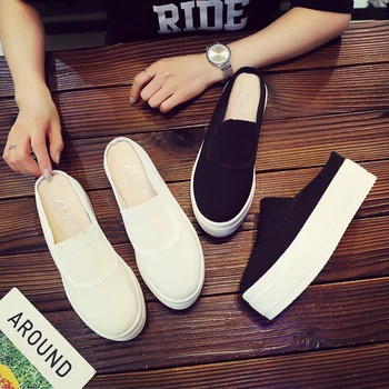 

2020 new summer Baotou canvas thick bottom wild wear sandals and slippers women