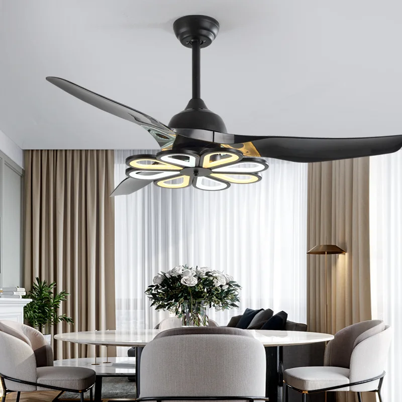 LED Modern Minimalist Ceiling Fan Light, Restaurant European Post-modern Household Ceiling Fans with Lights