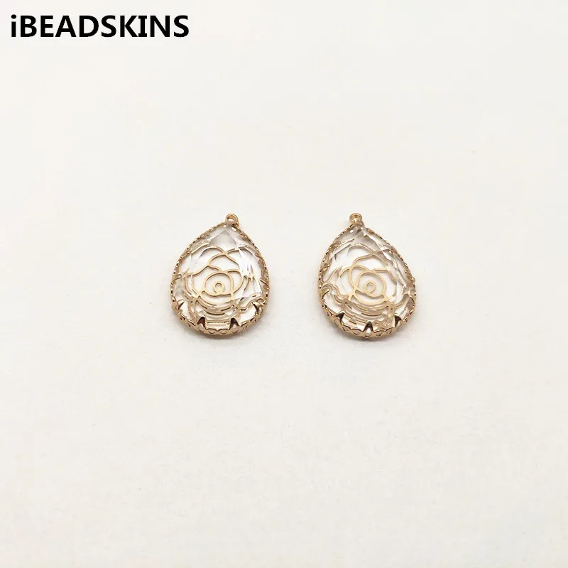 

New arrival! 22x15mm 30pcs drop-shape Crystal with coppe charm for stud earrings,earrings accessories,Earring parts,jewelry DIY