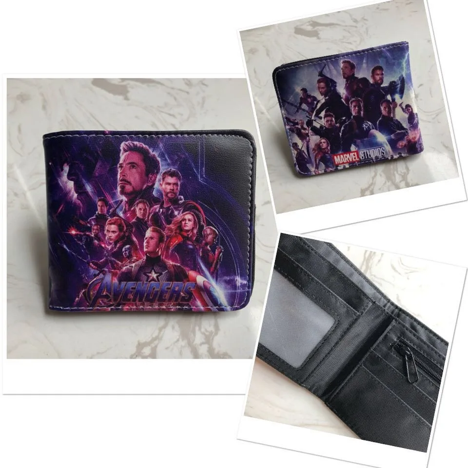 Marvel Men Wallet Q Version Captain America SpiderMan Wallet Men Comic Version Super Heroes Wallet Women with Card Holder Wallet