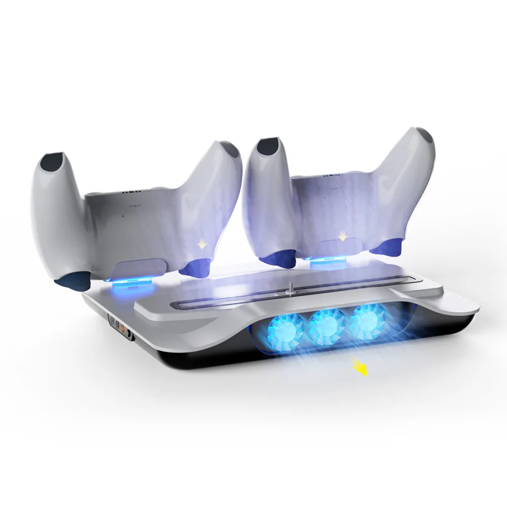 Cooling Fan For PS5 Vertical Stand Base For PS5 Dual Controller Gamepad Console Charging Station Cooler Fan Earphone Holder