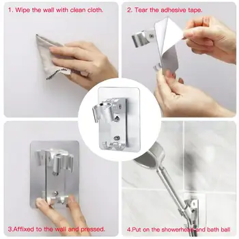 

Aluminum Adjustable Bathroom Shower Head Holder Stand Bracket Wall Mount Hook