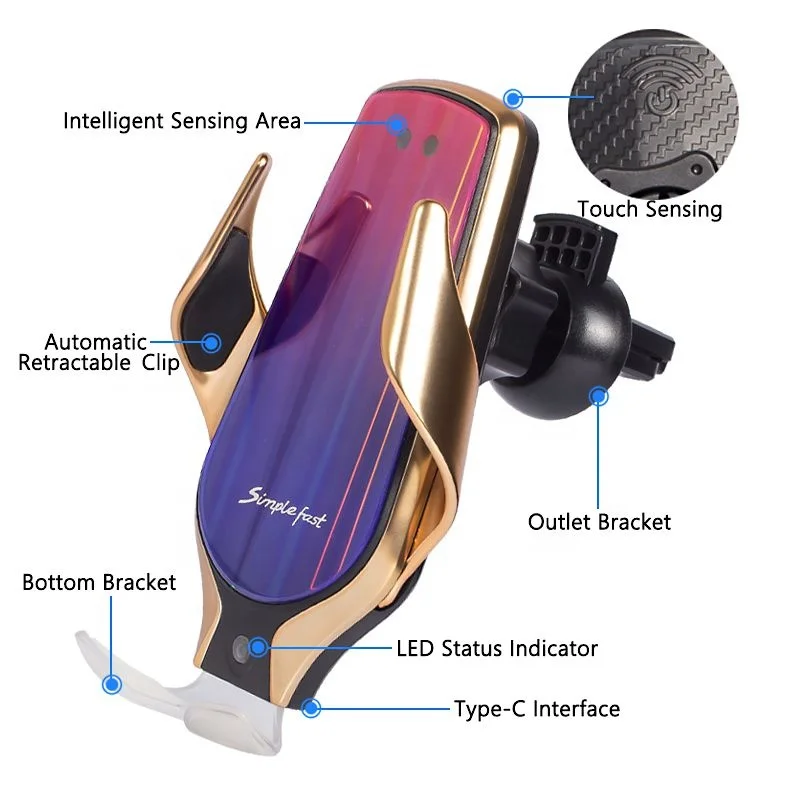 R9 QI Smart sensor автомобильный беспроводной держатель для зарядки, вращение на 360, 10 Вт, простое Быстрое беспроводное зарядное устройство для Google Nexus 5/6 для iPhone XR