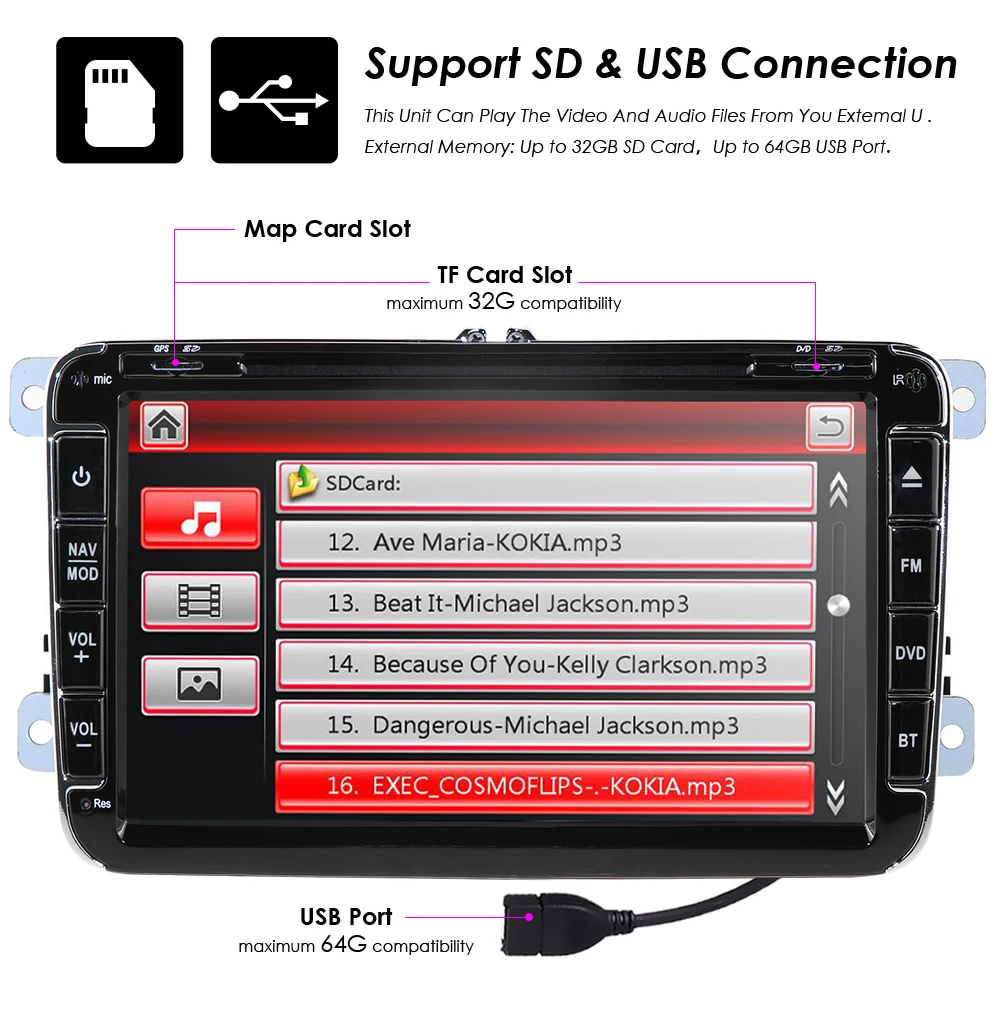 Cheap Car DVD Player AutoRadio for VW Volkswagen Skoda Octavia 2 3 GOLF 5 Golf 6 Seat leon2 POLO PASSAT B6 JETTA TIGUAN2 Din Stereo CD 19