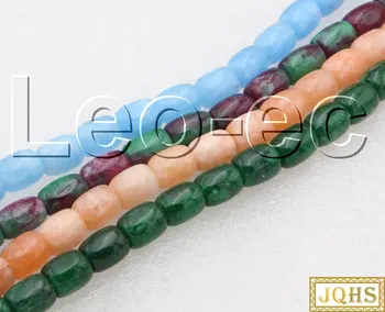 

Natural 9X11mm pillar blue green yellow jades Stone Loose Beads for Jewelry Making Strand 15" v1390