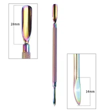 Маникюрный Инструмент, цветной жезл, нержавеющая сталь, металл, сталь, толкающая, маленькая сталь, толкающая мертвую лопату, для удаления омертвевшей кожи, Double Heade