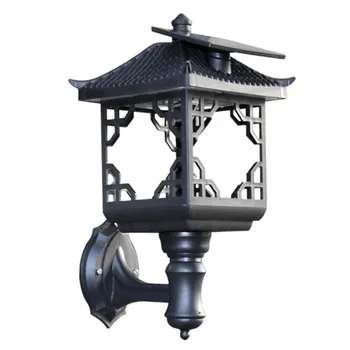 

Solar Four Corners Lamp black shell Walled Lamp Ancient Oriental Style Elegant Garden Park Courtyard Hallways