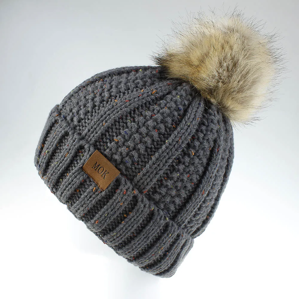 Новинка, модные шапки Skullies Beanies, зимние шапки для женщин, толстая вязаная теплая шапка, женская меховая шапка с помпонами, шапка для девочек