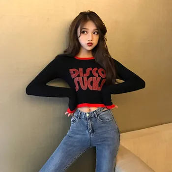 

Fashion Womens Sweaters Knitted Tops Female Silm Pullover Jumpers Letter Sweater