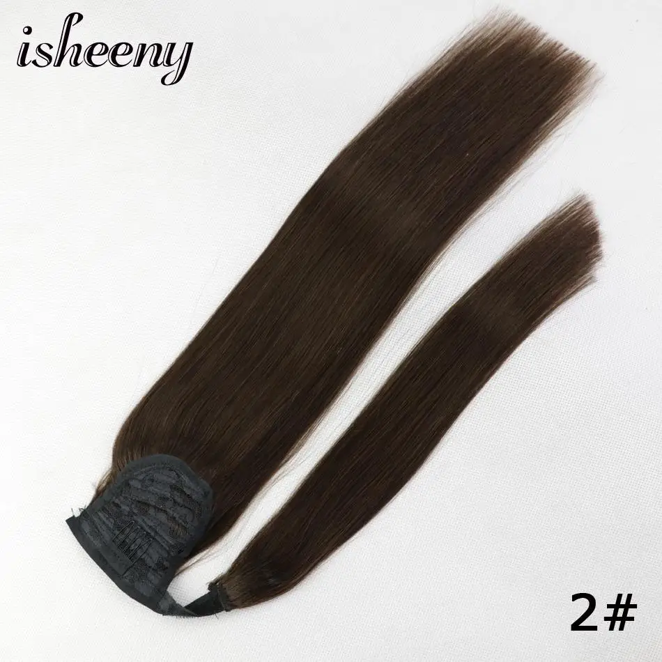 Isheeny, 14 дюймов, 18 дюймов, 22 дюйма, накладные волосы на заколках, натуральные бразильские волосы Remy для наращивания, черные женские модные стильные волосы - Цвет: #2