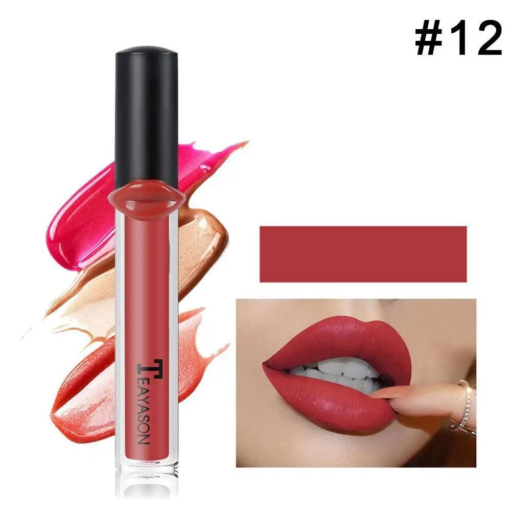 L 12 Colors Matte Lip Gloss Lipstick Purple Lipgloss Nude Lip Tint Waterproof Lipstick Long Lasting Tint Jelly Lips - Цвет: L