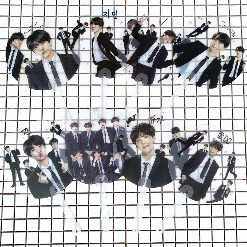 KPOP Bangtan мальчики ПВХ вентиляторы карта душа Persona прозрачные вентиляторы ручные вентиляторы JUNG KOOK JIMIN JIN SUGA J-HOPE