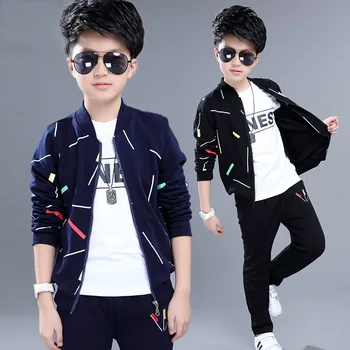 

Children's Sports Suit Autumn New Boy Striped Jacket + T-shirt + Pants Three-piece Boy Casual Suit
