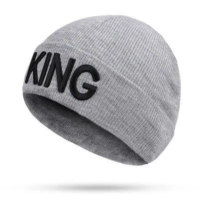 A5 Модные зимние шапки унисекс с надписью «KING», утолщенные вязаные мужские шапки в стиле хип-хоп, уличные теплые мягкие зимние шапки - Цвет: A5