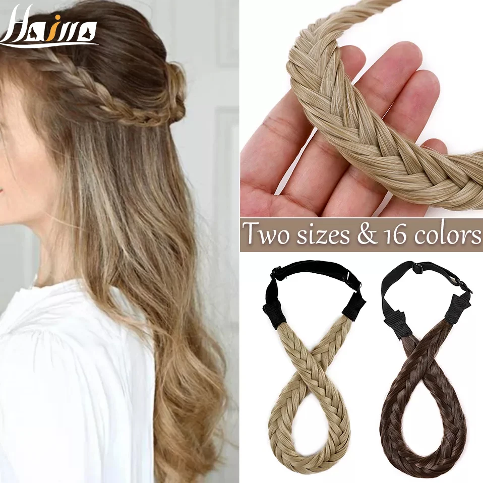 Diademas giratorias de 2 tamaños para mujer, trenzas con cinturón ajustable, accesorios para el cabello para niña, diademas sintéticas