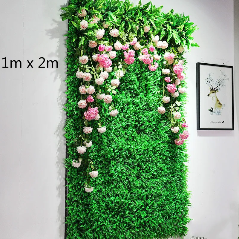plant wall F 2 м x 1 м искусственные растения, настенные Цветочные панели, зеленые пластиковые лужайки, тропические листья, сделай сам, свадебные украшения для дома, аксессуары - Цвет: plant wall F