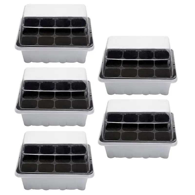 White5PCS VKTECH коробка для выращивания растений с 12 отверстиями, пластиковый горшок для растений, поднос для рассады, садовые горшки, Детская коробка, домашняя система гидропоники для выращивания - Цвет: White5PCS