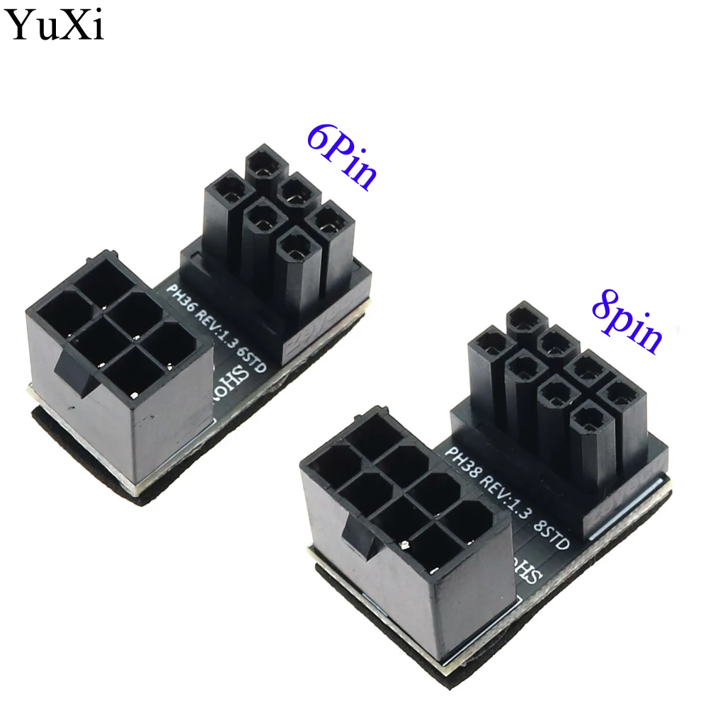 YuXi 90 градусов прямоугольный PCI-E 6Pin/8pin GPU адаптер питания мама-папа для настольного