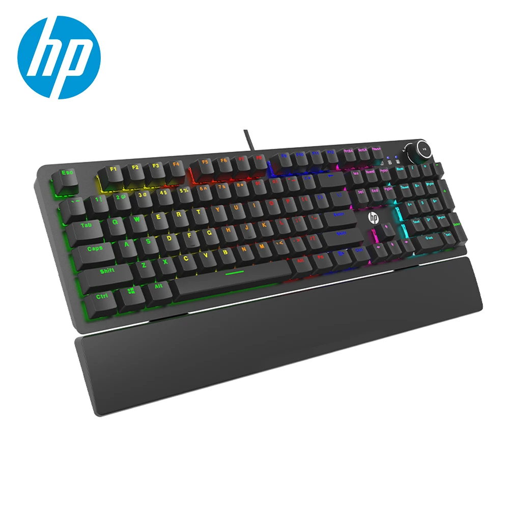 Механическая игровая клавиатура HP с поворотным управлением цветной