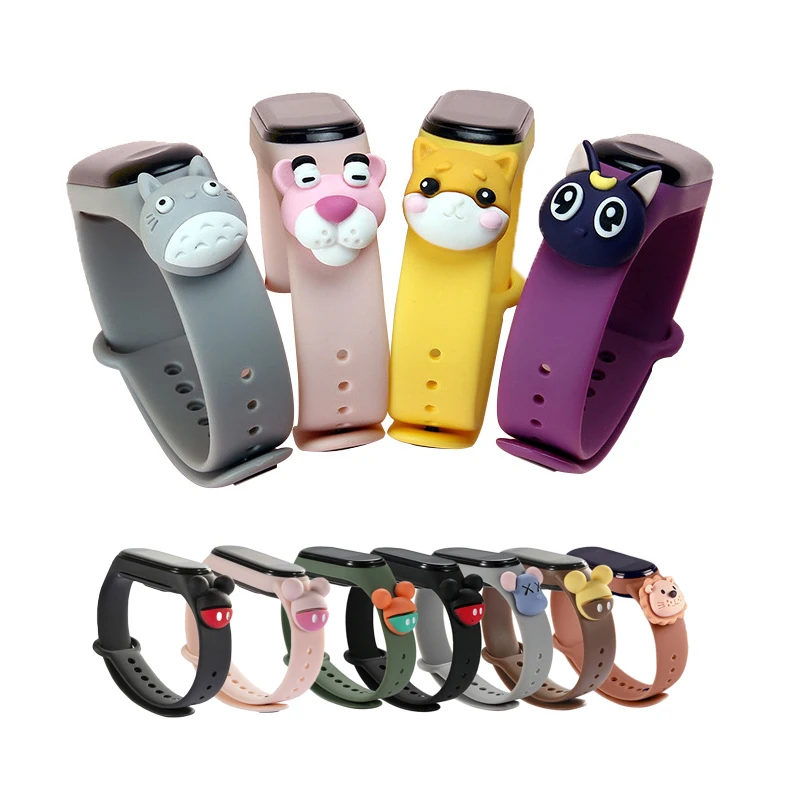 Ремешок на запястье для Xiaomi Mi Band 3 4 5 мягкий силиконовый цветной ремешок